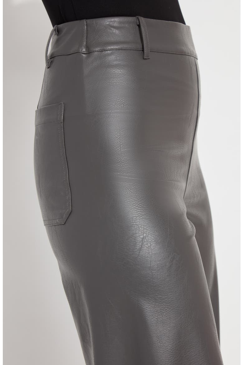 High Waist Faux Leather Wide Leg Pants, Alternate, color, GRAY ASH