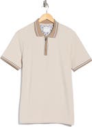 DENIM AND FLOWER Sand Vertical Stripe Textured Polo