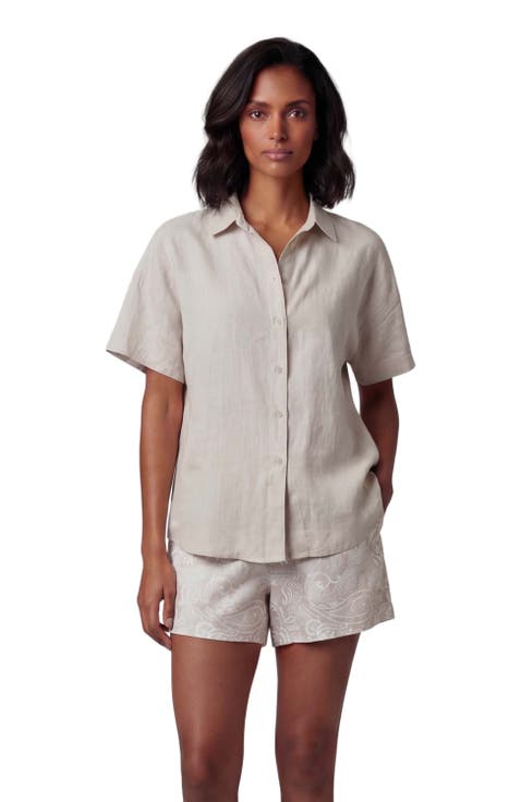 Womens Short Sleeve Linen Shirt