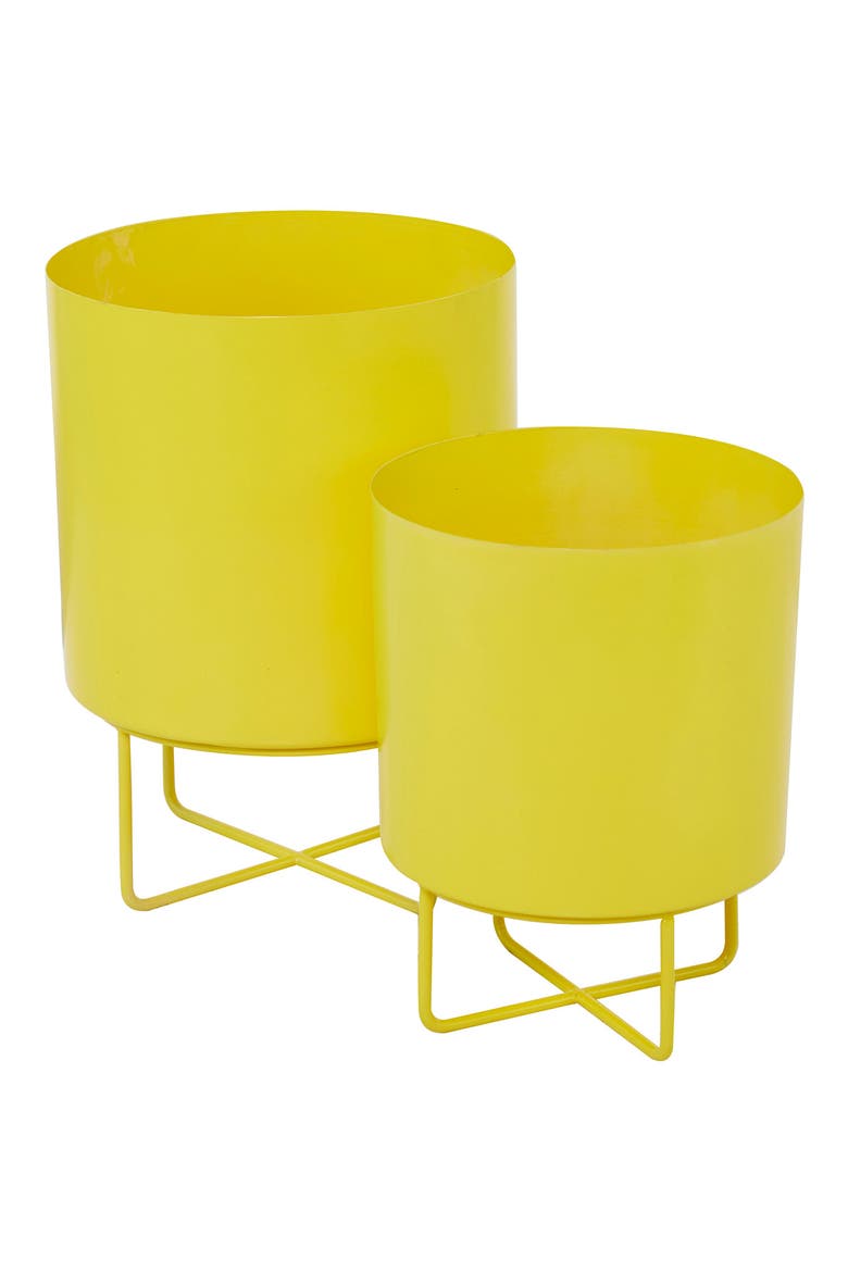 Yellow Metal Planter - Set of 2, Alternate, color, YELLOW