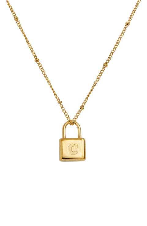 Initial Lock Pendant Necklace