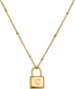 SAVVY CIE JEWELS Initial Lock Pendant Necklace
