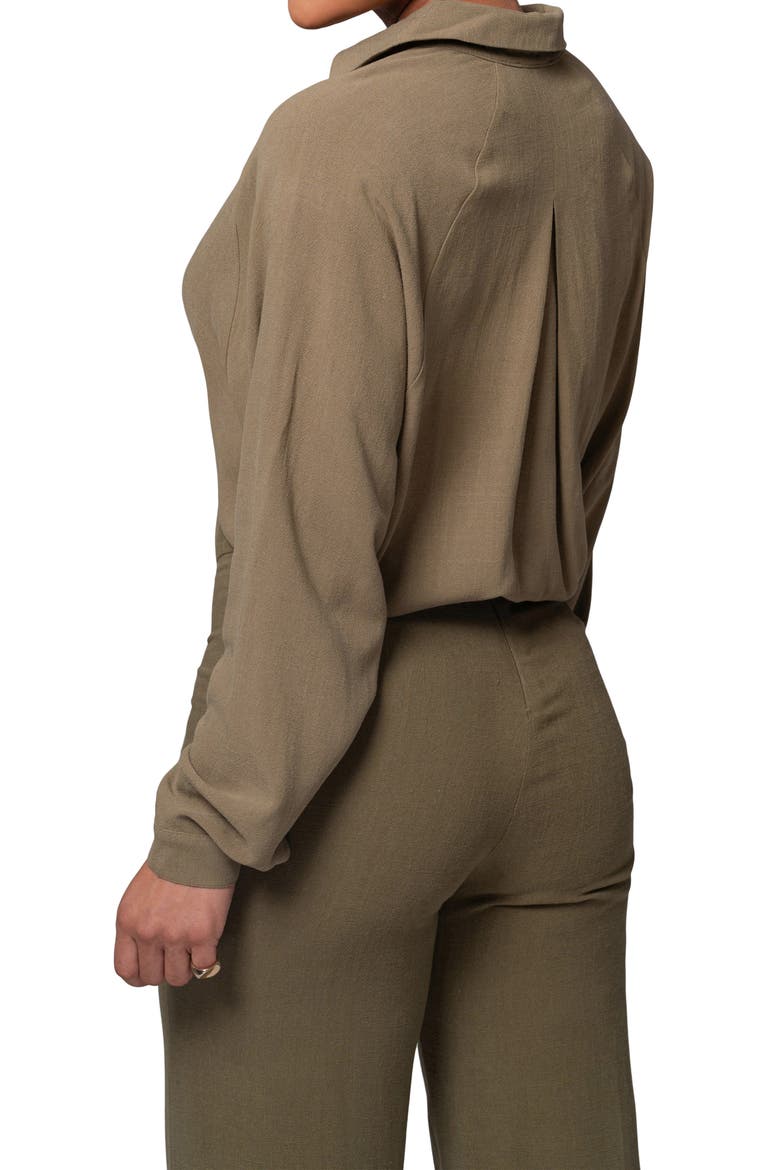 Soho Tie Front Crop Shirt, Alternate, color, GREEN