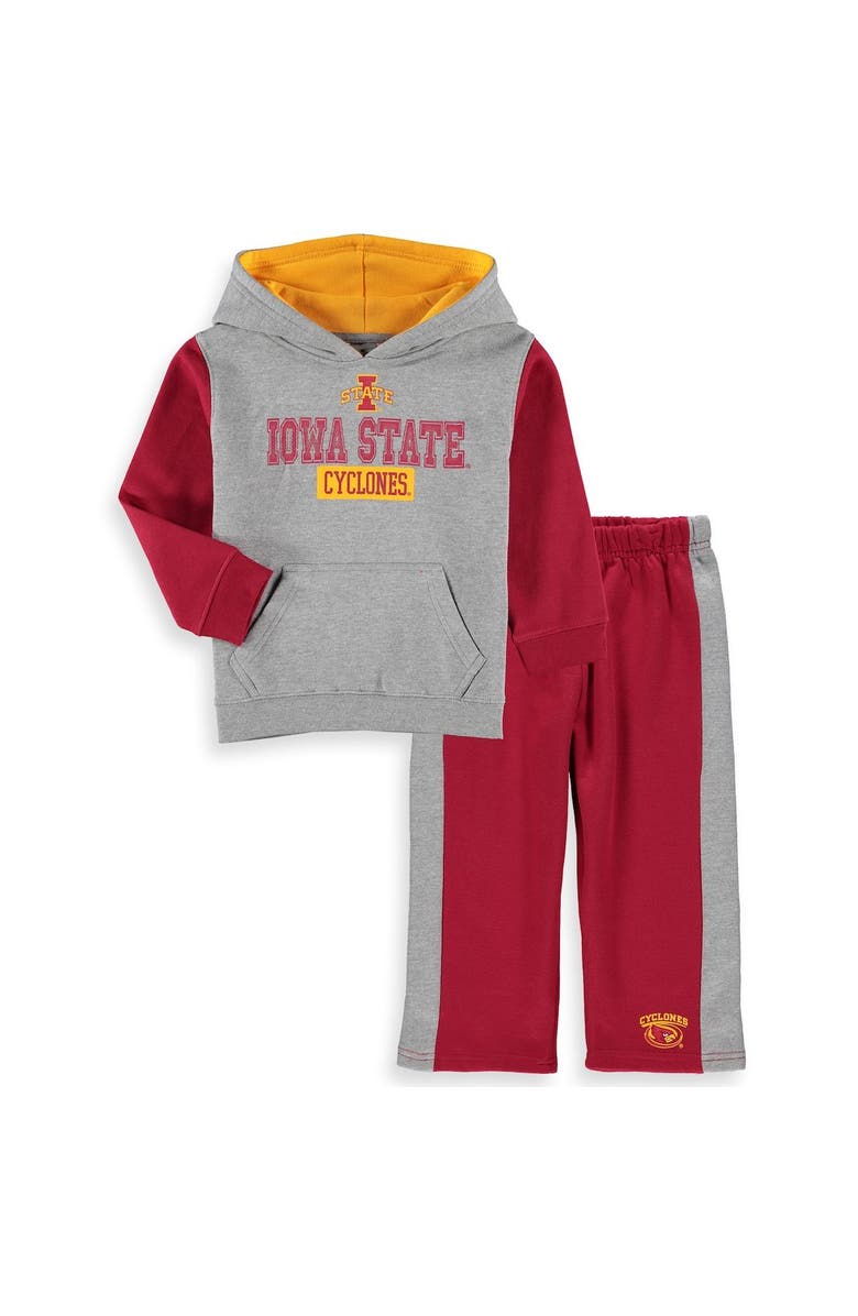 COLOSSEUM Toddler Colosseum Heathered Gray/Cardinal Iowa State Cyclones Back To School Fleece Hoodie And Pant Set, Main, color,
