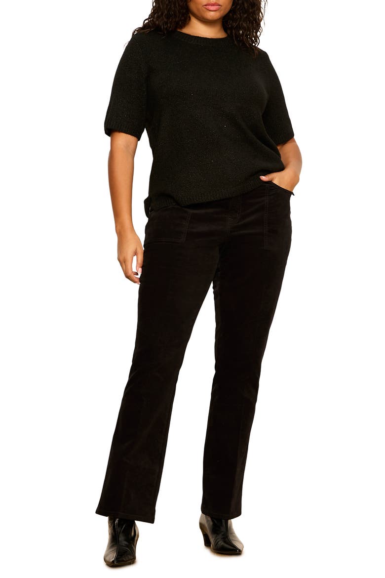 Perfect Sequin Short Sleeve Sweater, Alternate, color, BLACK