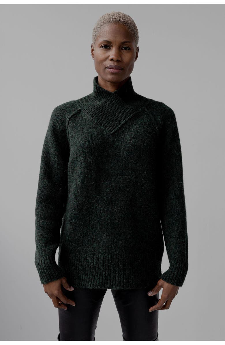 SSKEIN Wrap Collar Pullover, Main, color, Green Envy