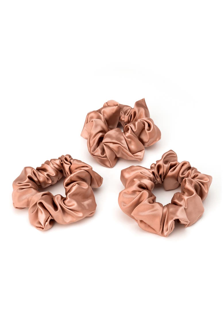 3-Pack Silk Scrunchies, Main, color, CINNAMON