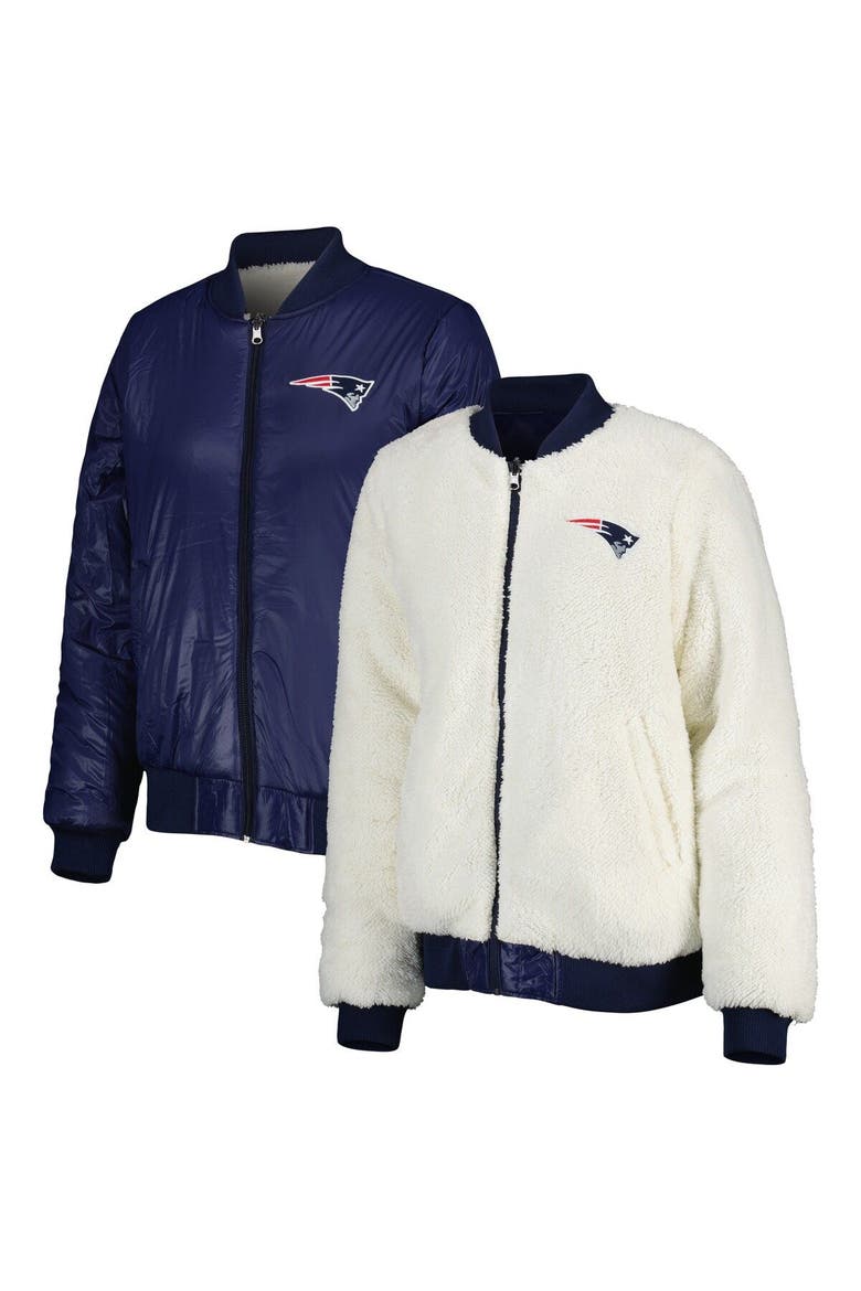 Women's G-III 4Her by Carl Banks Oatmeal/Navy New England Patriots Switchback Reversible Full-Zip Jacket, Main, color, Oatmeal