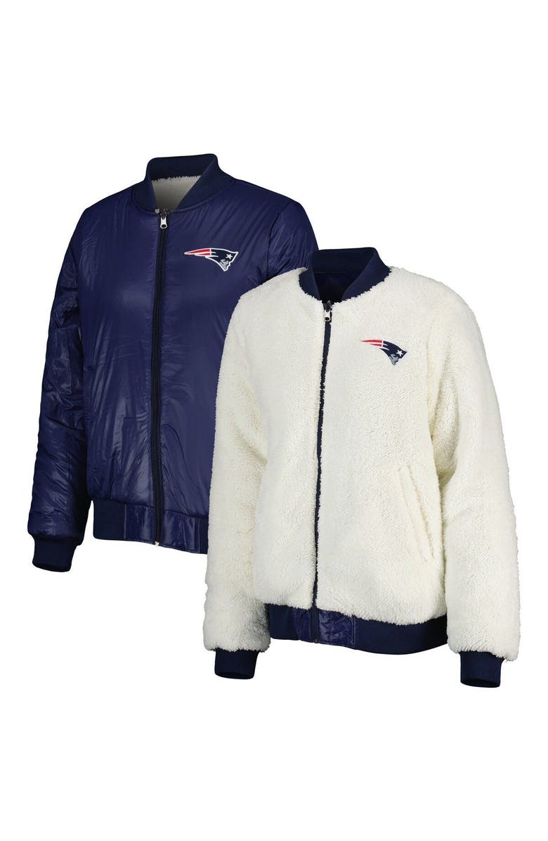 G-III 4HER BY CARL BANKS Women's G-III 4Her by Carl Banks Oatmeal/Navy New England Patriots Switchback Reversible Full-Zip Jacket, Main, color, Oatmeal