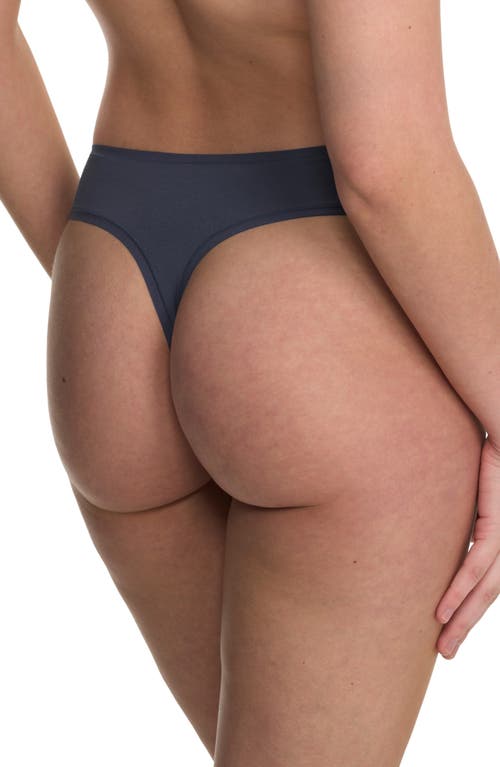 Natori Bliss Bare Stretch Cotton Thong In Black