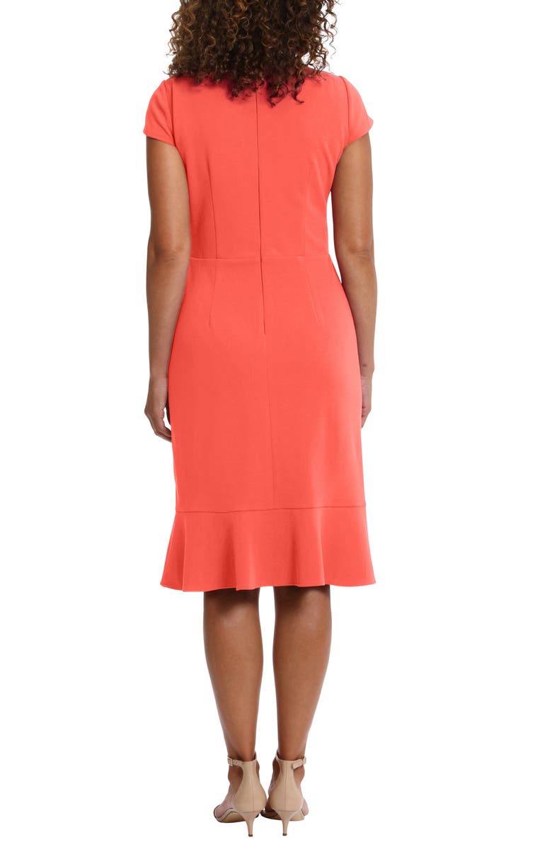 London Times Rosette Ruffle Cap Sleeve A-Line Dress, Alternate, color, Hot Coral