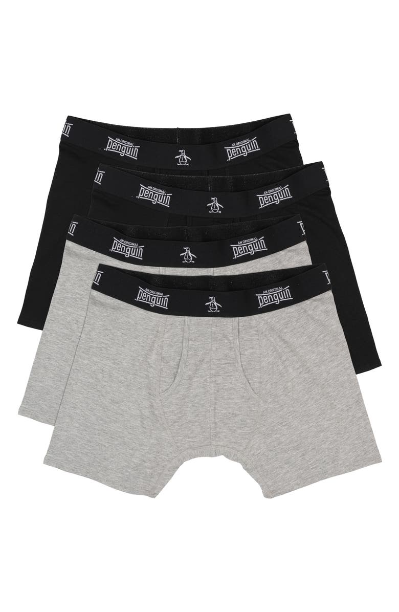 Original Penguin Assorted 4-Pack Boxer Briefs, Main, color, Black/ Grey