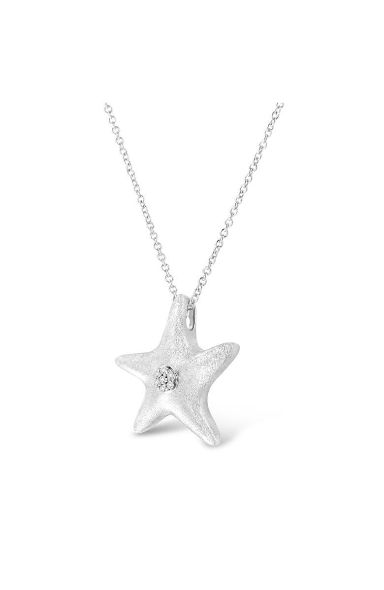 Haus of Brilliance .925 Sterling Silver Prong Set Diamond Accent Starfish Pendant Necklace, Alternate, color, White