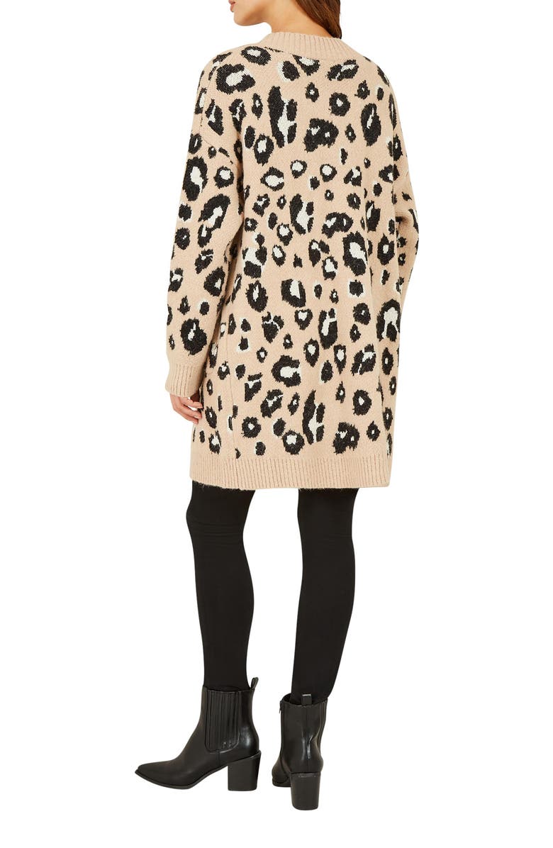 Yumi Animal Intarsia Knit Long Cardigan, Alternate, color, Beige