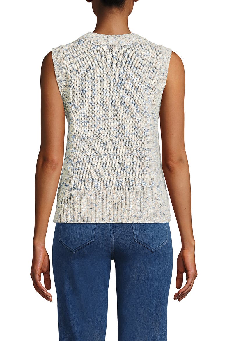 Cotton Tweed Textured Crewneck Vest Sweater, Alternate, color, Ivory Rainbow Space Dye