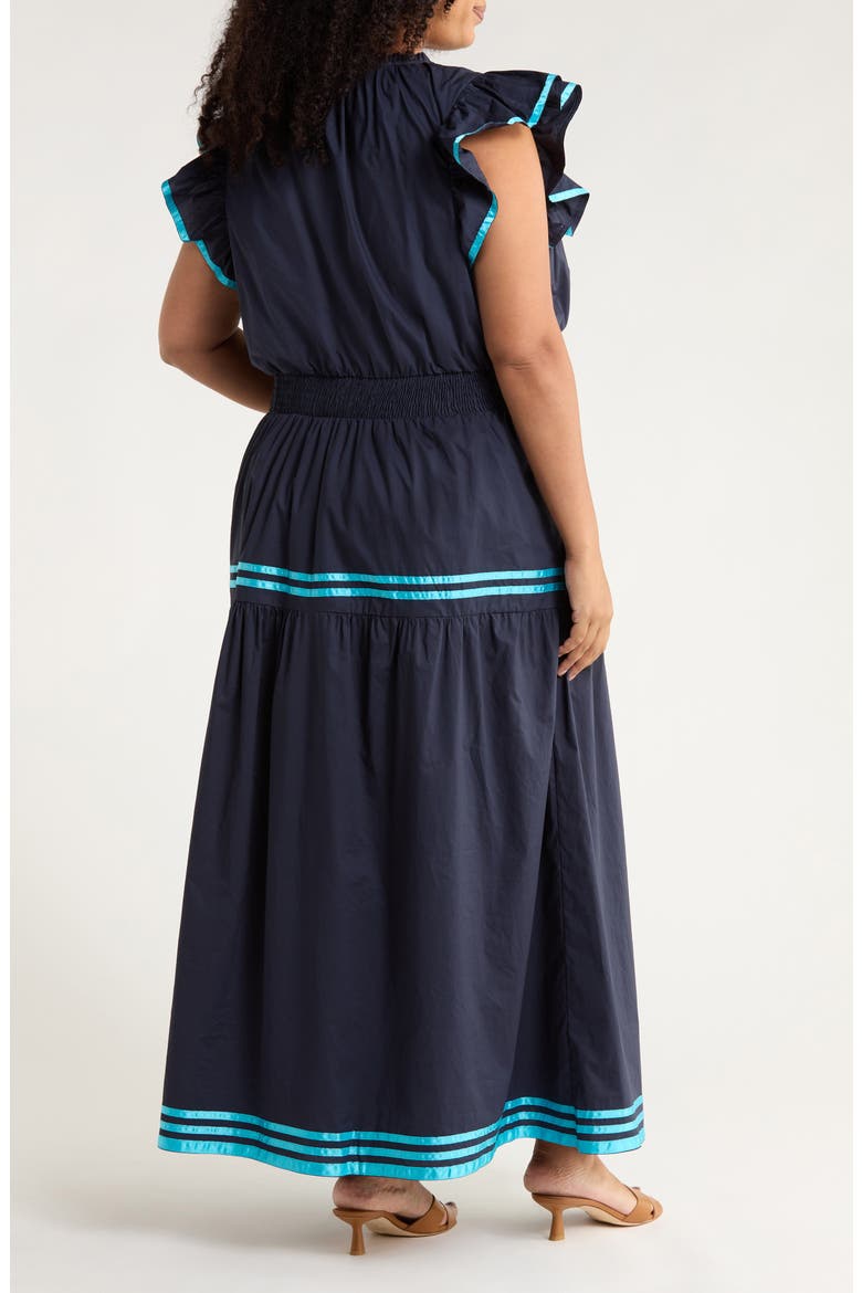 Solene Ruffle Cotton Maxi Dress, Alternate, color, NAVY