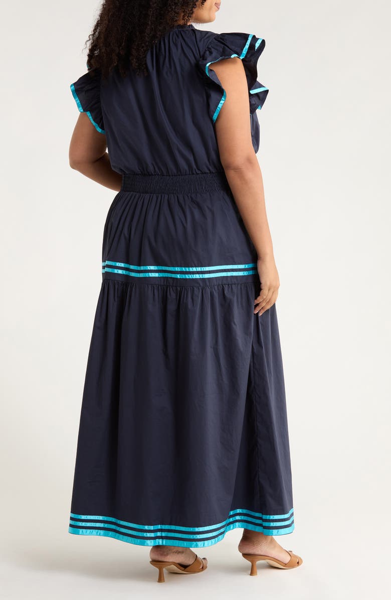 SUGARLIPS Solene Ruffle Cotton Maxi Dress, Alternate, color, Navy