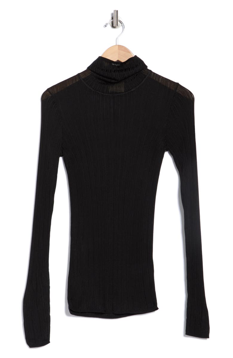 ELIE ELIE TAHARI Semisheer Turtleneck Sweater, Alternate, color, Black