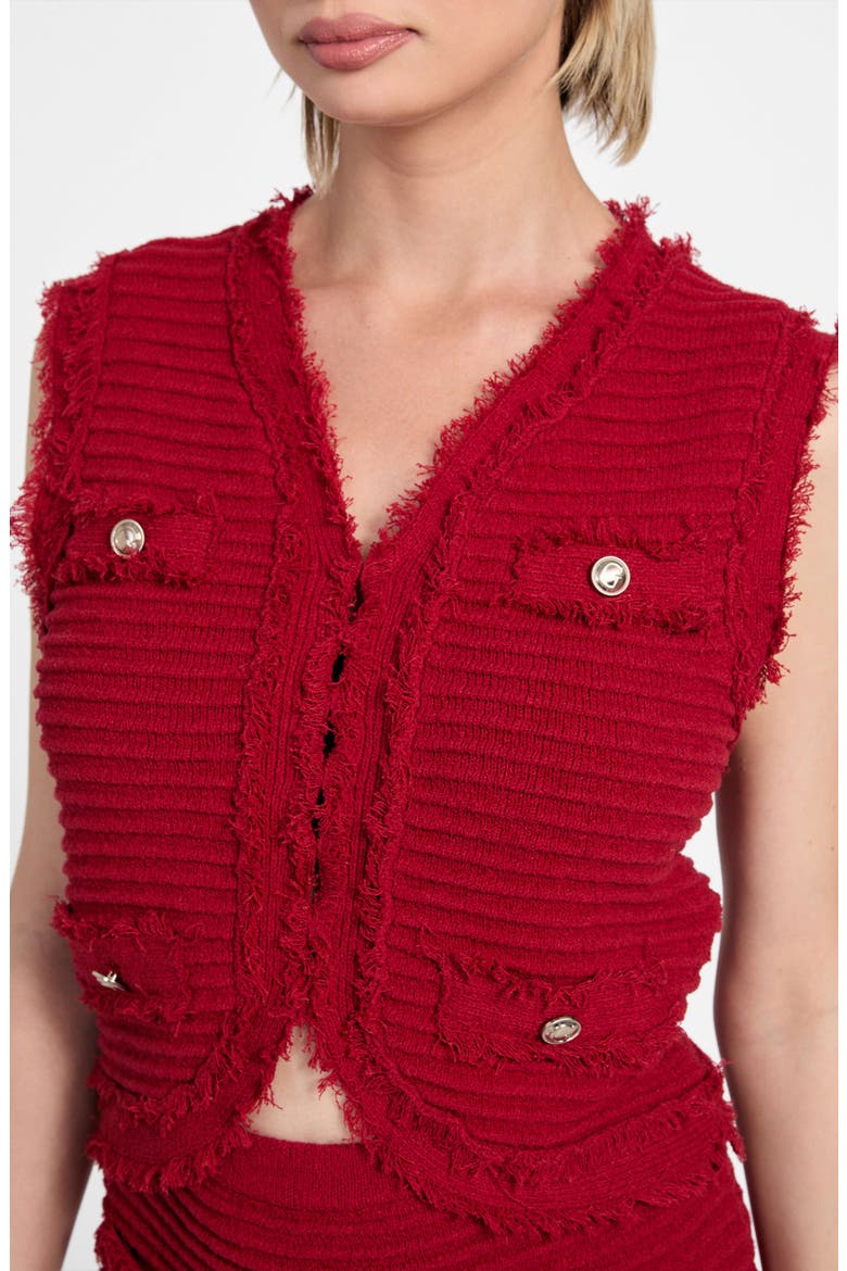 Malina Bouclé Ottoman Stitch Vest, Alternate, color, SIREN RED