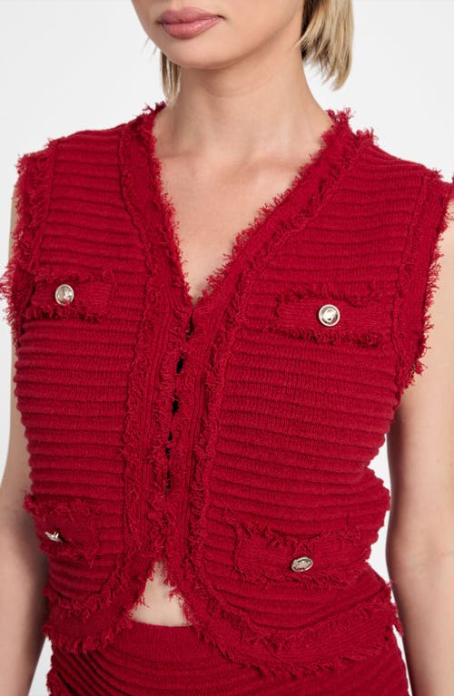 Guess Malina Bouclé Ottoman Stitch Vest In Red
