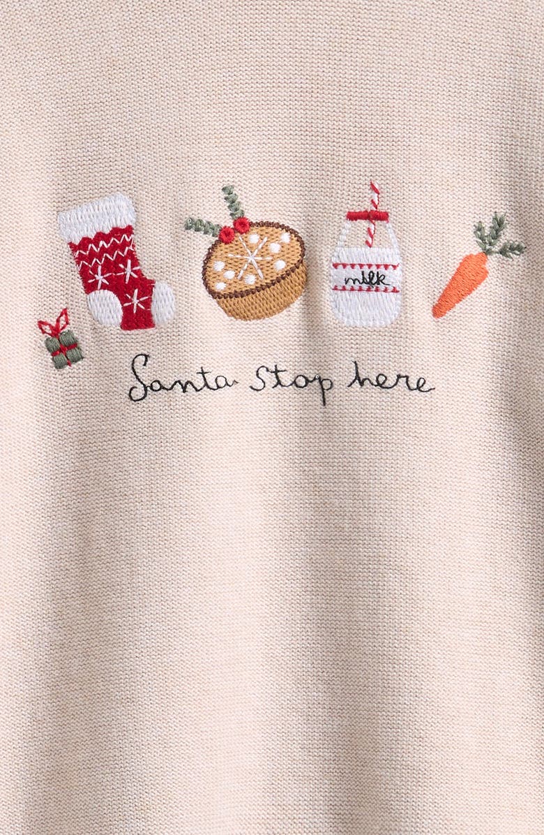 NEXT Kids' Santa Stop Here Embroidered Cotton Sweater, Alternate, color, Cream