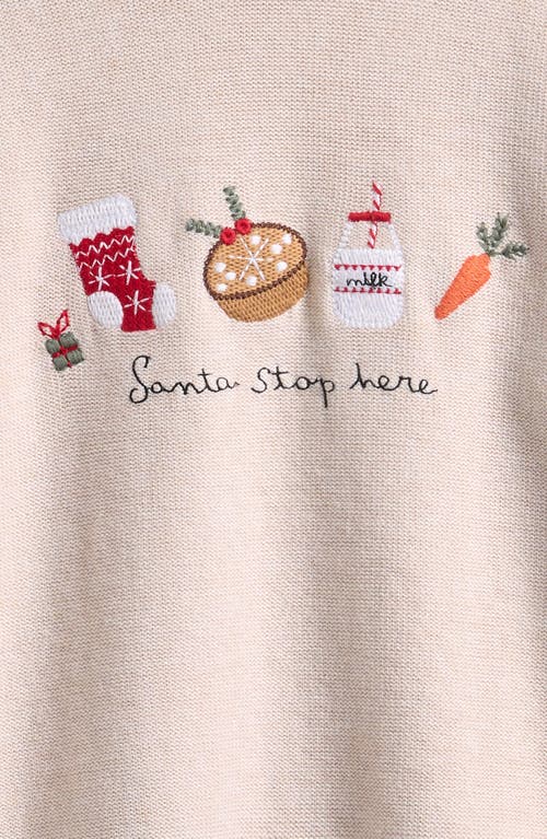 Next Kids' Santa Stop Here Embroidered Cotton Sweater In Neutral