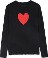Zadig & Voltaire Gaby Intarsia Heart Wool Crewneck Sweater