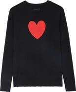 Zadig & Voltaire Gaby Intarsia Heart Wool Crewneck Sweater