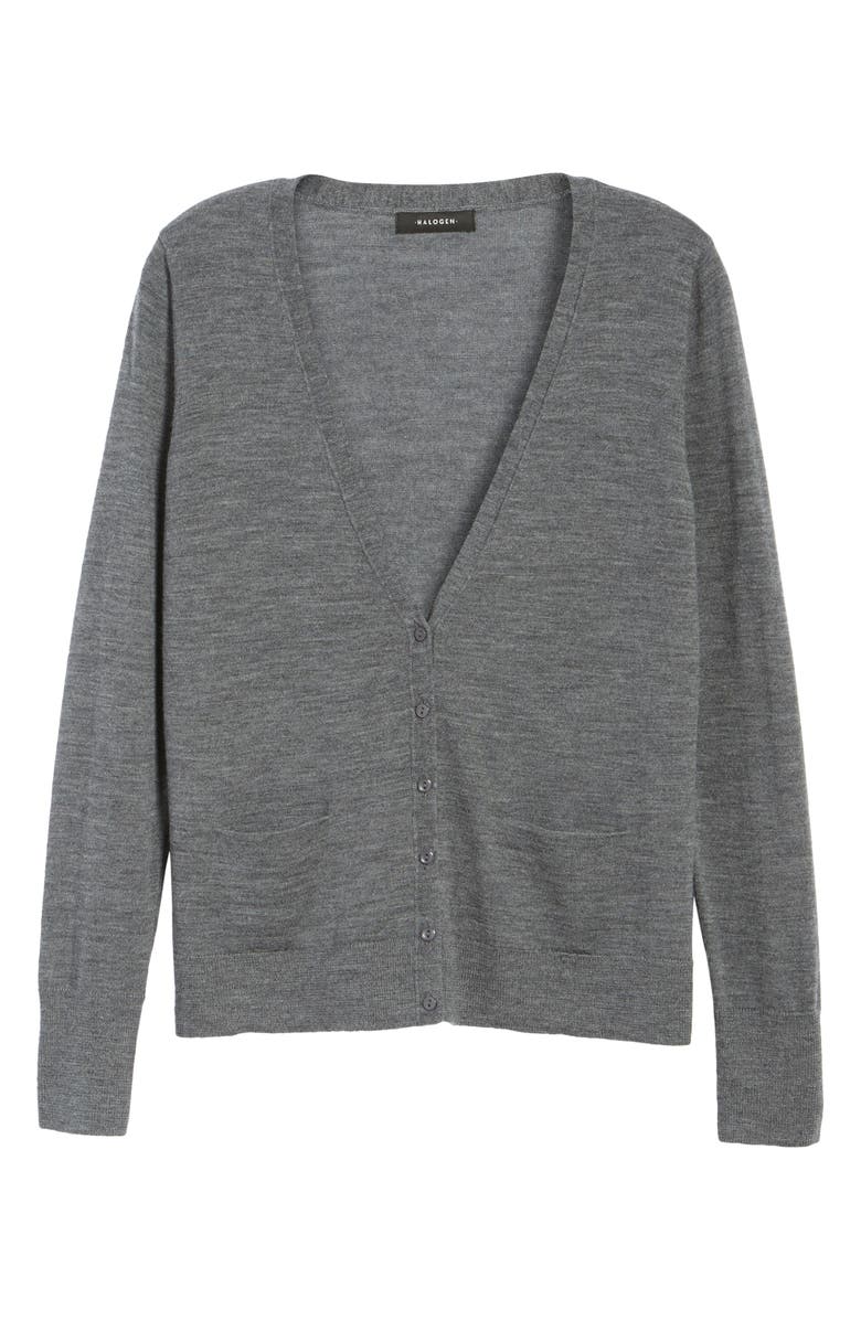 Halogen<sup>®</sup> V-Neck Merino Wool Cardigan, Alternate, color,