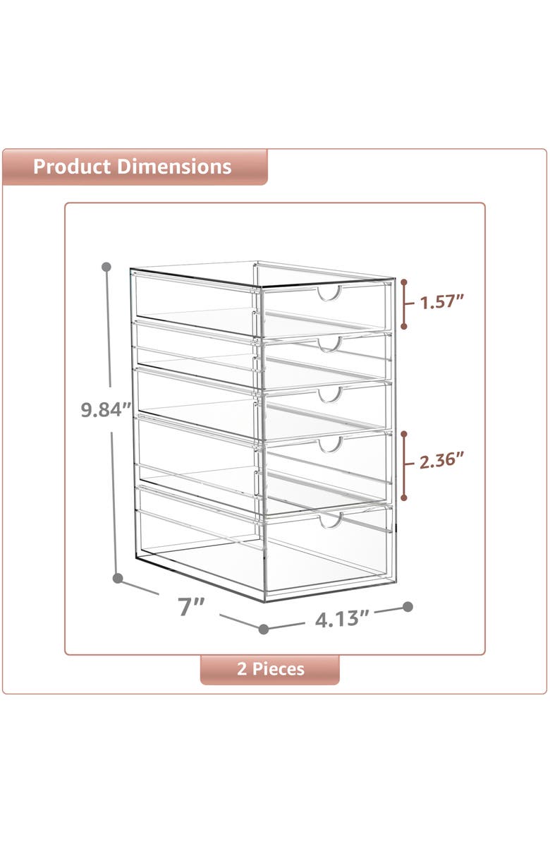 SORBUS Set of 2 Clear Acrylic Organizers, Alternate, color, Clear