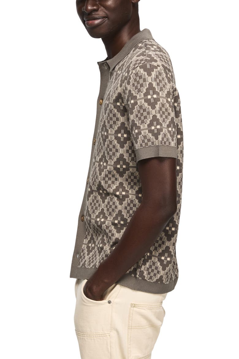 Geo Jacquard Full Button Cardigan, Alternate, color, BLACK INK
