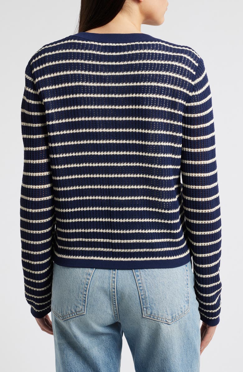 rag & bone Viola Stripe Cardigan, Alternate, color, Indigomult