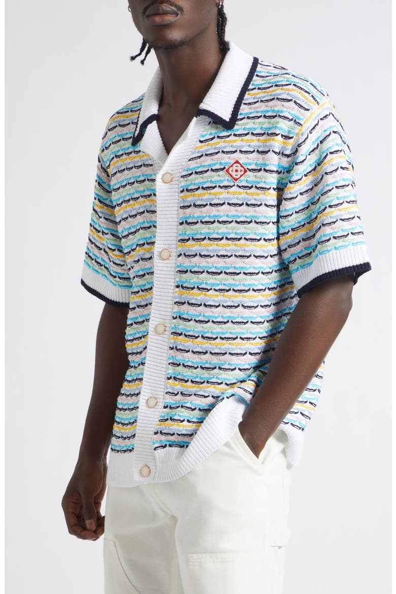 Stripe Cotton Reverse Jacquard Sweater, Alternate, color, COTTON