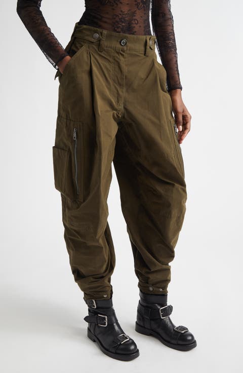 Waxed Faille Barrel Leg Cargo Pants