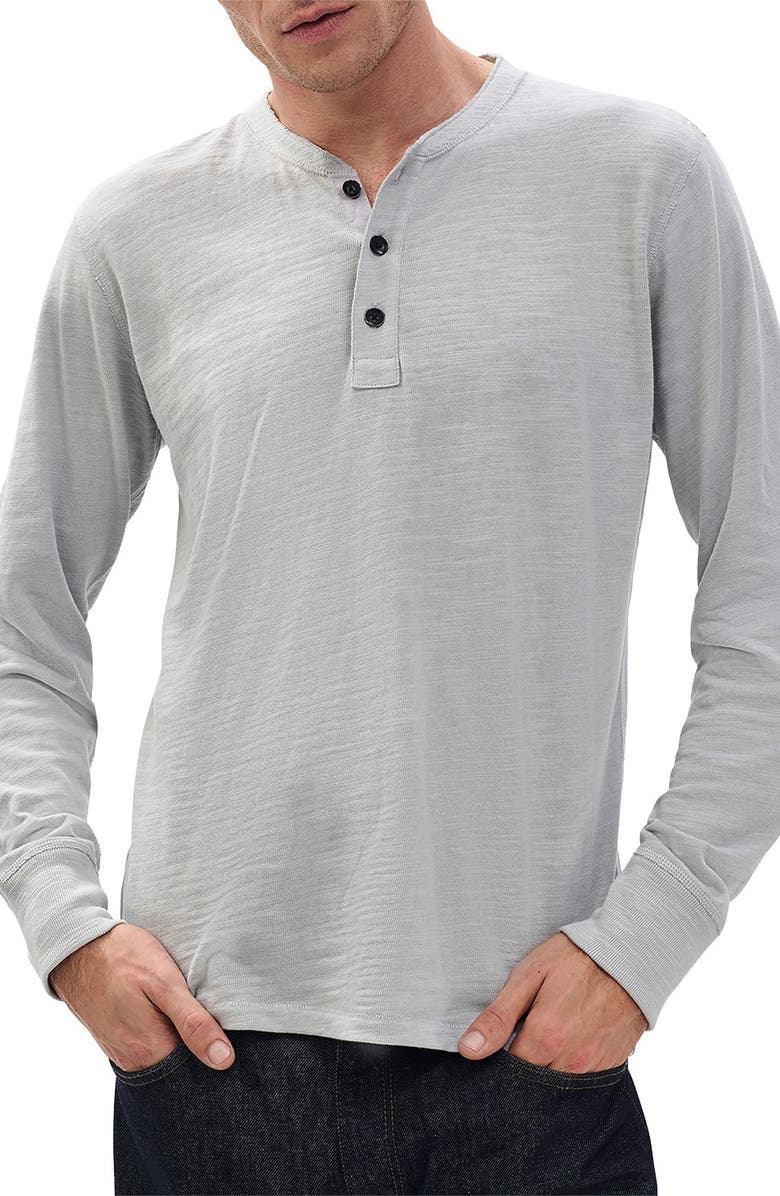 rag & bone Classic Flame Slub Cotton Henley, Main, color, Heather Grey