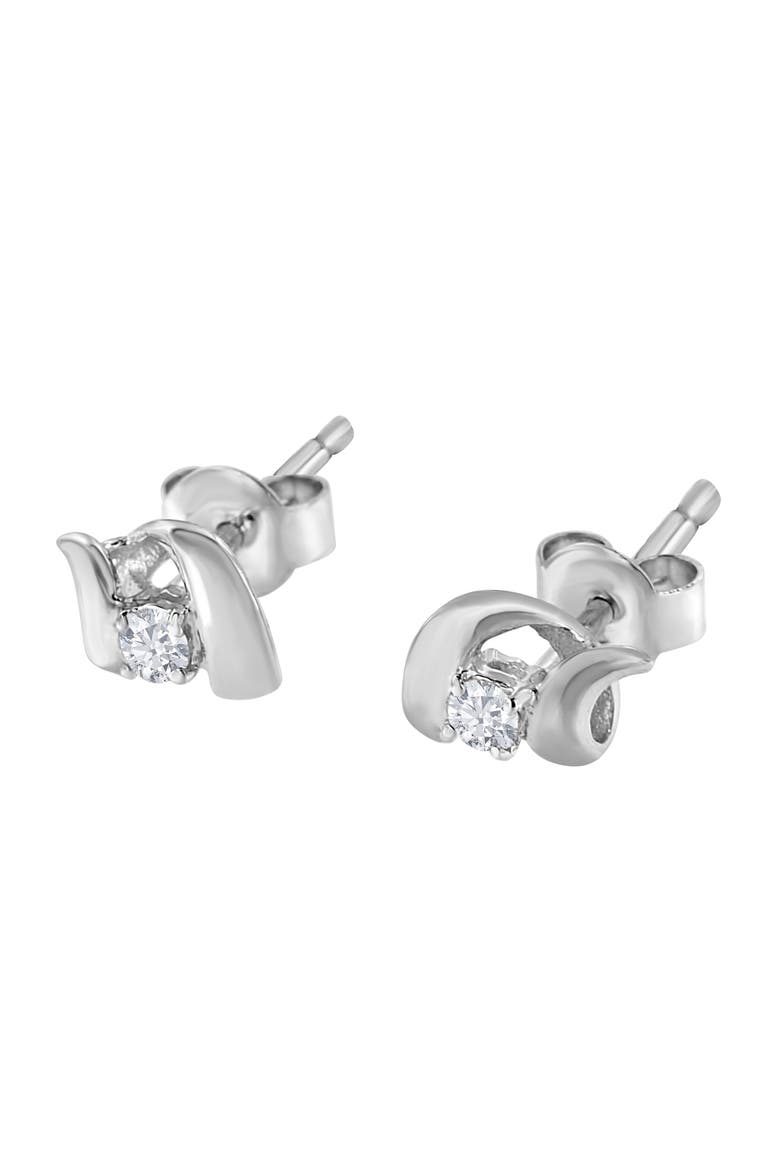 Silver Round Diamond Fashion Earrings, Alternate, color, White