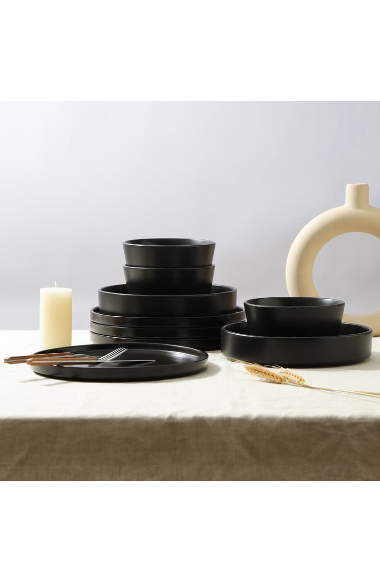 Stone Lain Celina Stoneware 24-Piece Dinnerware Set, Cereal and Dinner Bowls, Alternate, color, Black