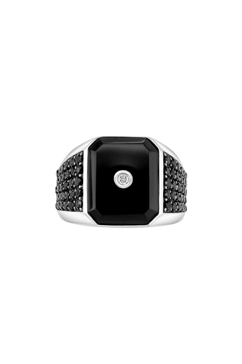 Sterling Silver Diamond & Black Spinel Ring - 0.04ct., Alternate, color, BLACK