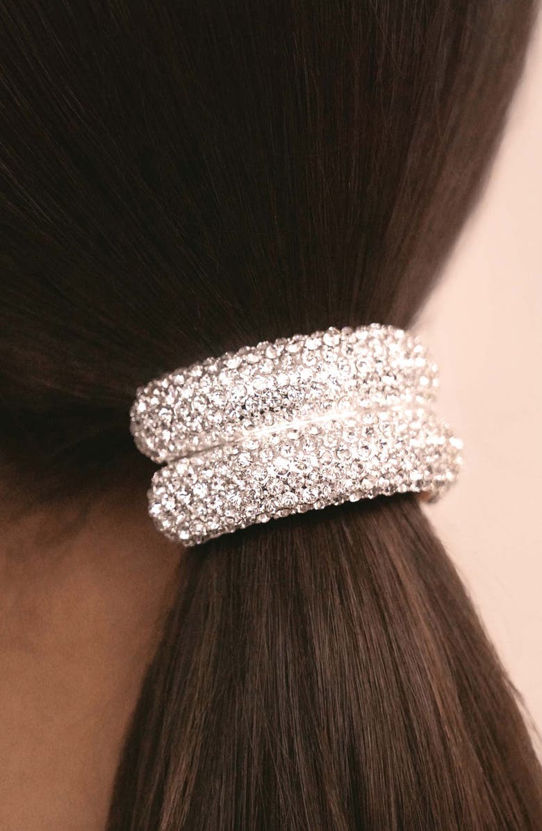 Ettika Crystal Sparkle Ponytail Holder, Alternate, color, Silver