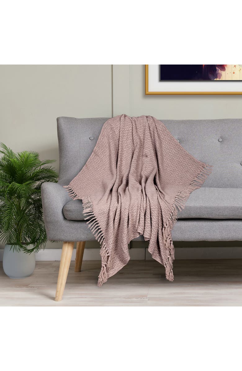 PARKLAND COLLECTION Fringe Throw Blanket, Alternate, color, Beige