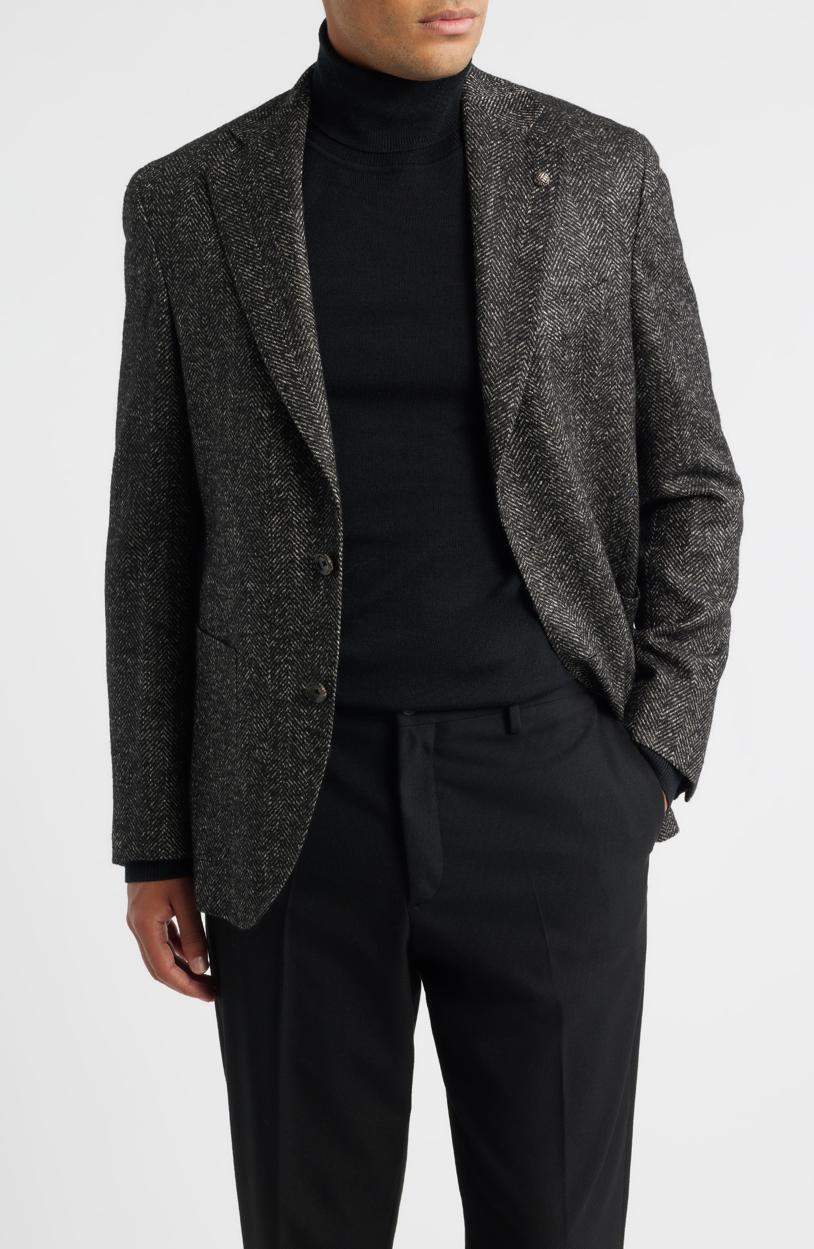 Jack Victor Myles Unconstructed Wool & Alpaca Blend Herringbone Sport Coat
