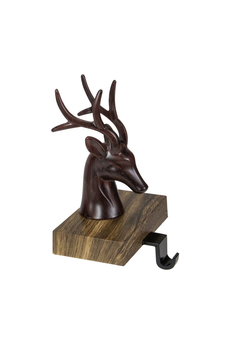 Northlight 7.5" Brown Marbled Buck Deer Head Christmas Stocking Holder, Alternate, color, Brown