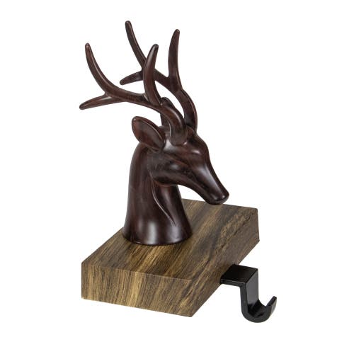 Northlight 7.5" Brown Marbled Buck Deer Head Christmas Stocking Holder In Brown