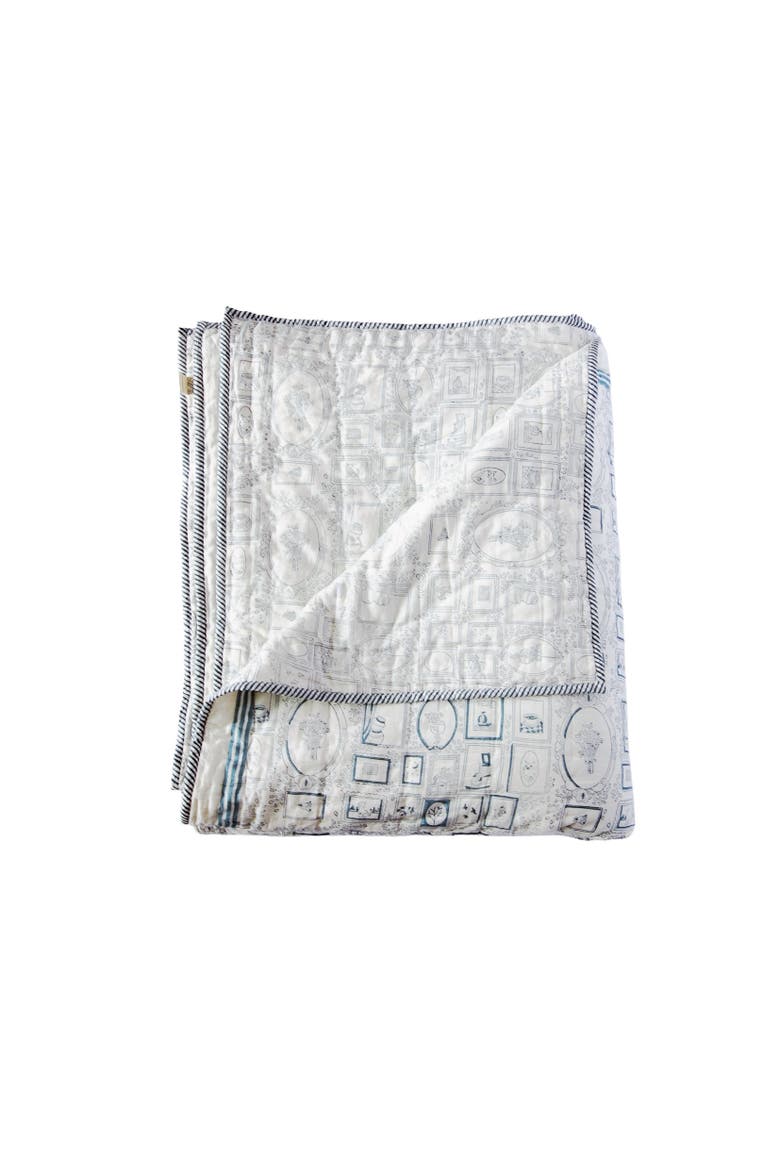 Draped In Memory Hand Block Printed Blanket, Main, color, Blue