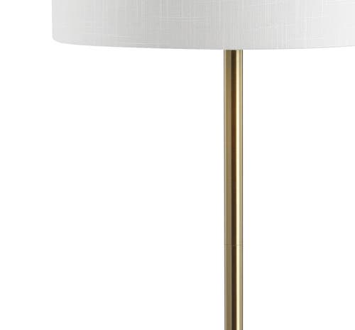 Jonathan Y Charles 59" Metal/glass Led Side Table And Floor Lamp, Brass In Brass Gold