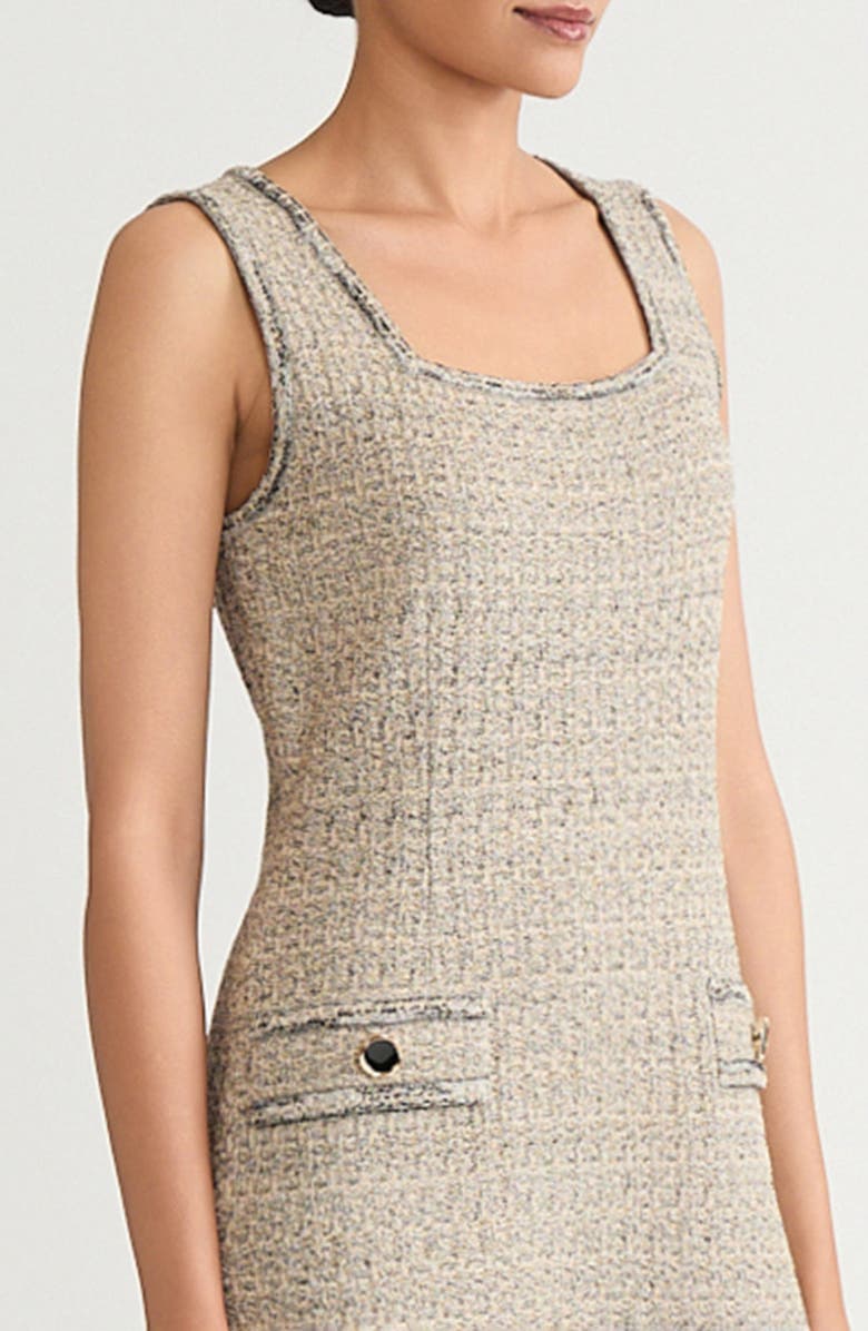 Ming Wang x Tanya Foster Shimmer Tweed A Line Dress, Alternate, color, Gold/Black