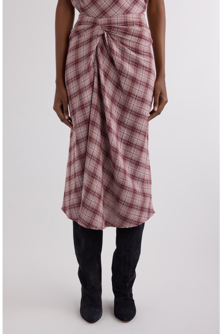 Nicole Plaid Cotton Skirt, Main, color, ROSEWOOD