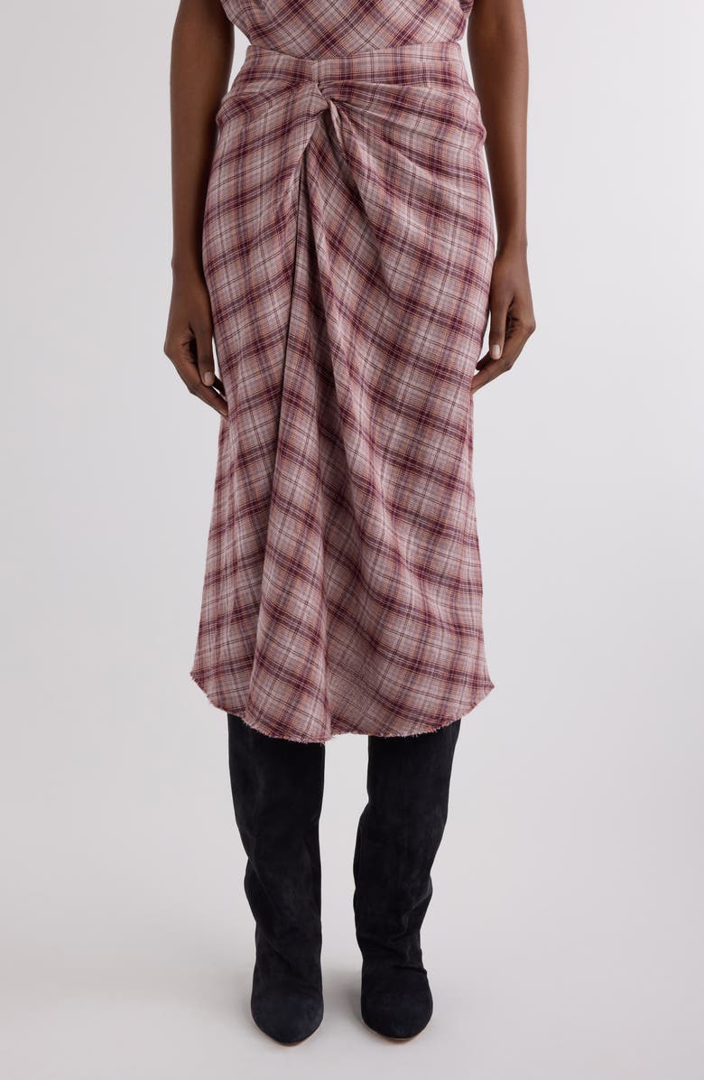 Isabel Marant Étoile Nicole Plaid Cotton Skirt, Main, color, Rosewood