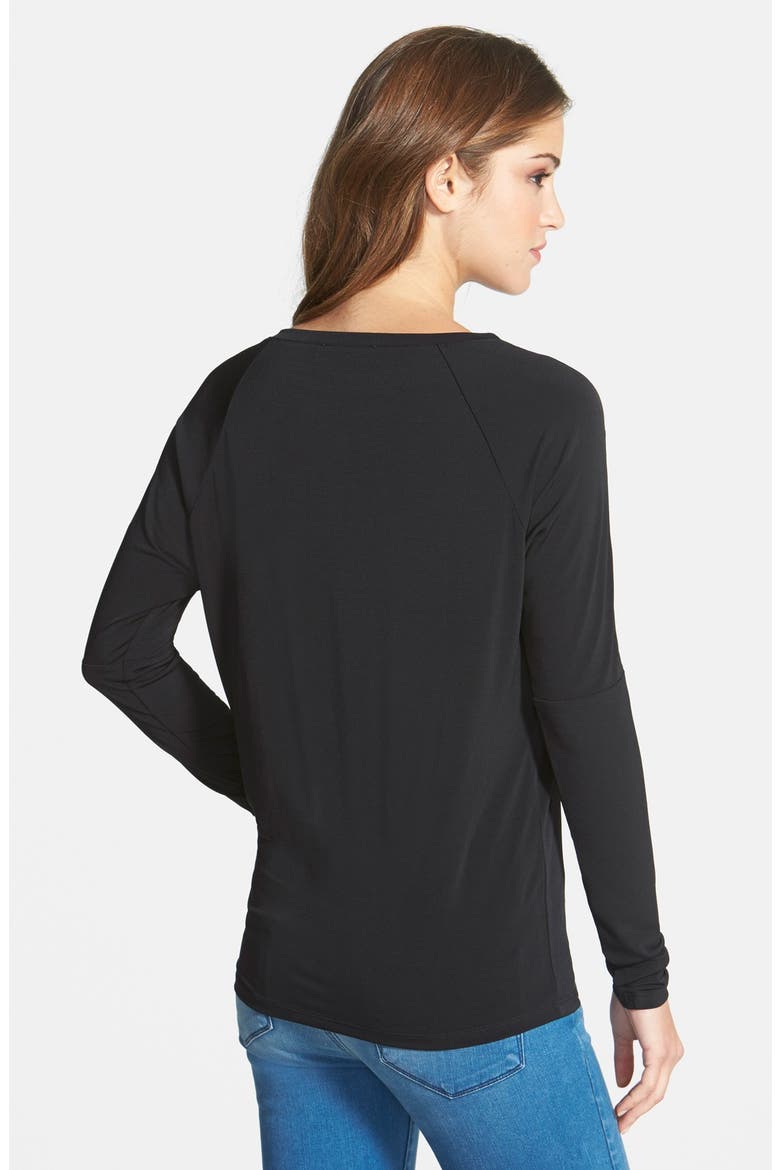 Zip Shoulder Raglan Top, Alternate, color, BLACK