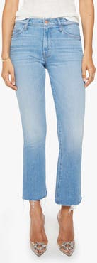 MOTHER The Outsider Flood Frayed Ankle Bootcut Jeans